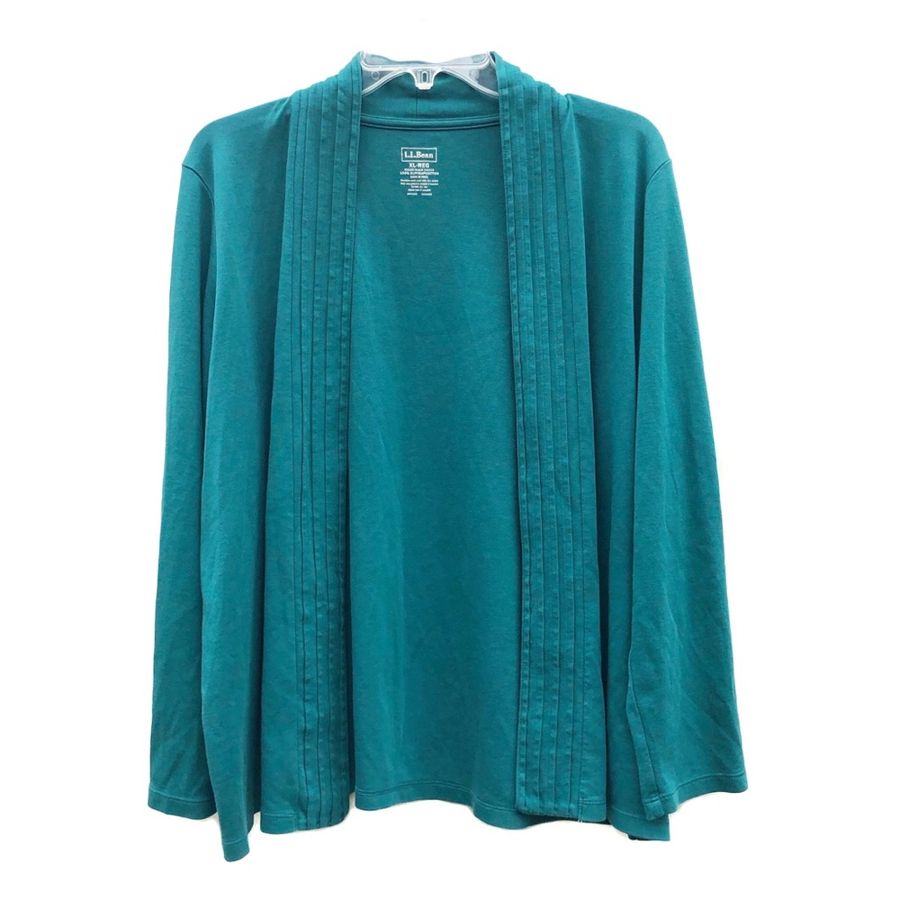 L.L. Bean Soft Supima Cotton Open Jardigan Casual Teal Jacket Cardigan EUC XL